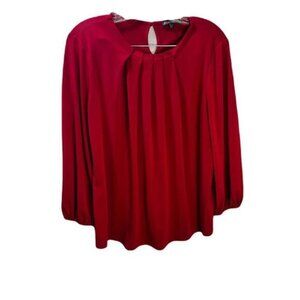 Adrianna Papell Women's Pleated Neck 3/4 Sleeve‎ Top Medium